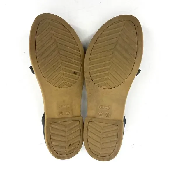 Crocs Rubber Slip-On Black Sandals 3-Bar Closed Back Waterproof Flats Size 8 - Picture 7 of 7